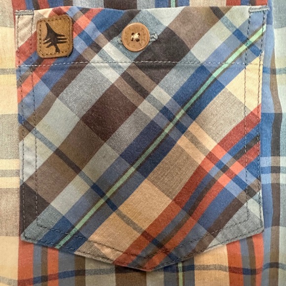 HippyTree Nomad Division Mens Large Plaid Short Sleeve Button Down Shirt Pocket - Picture 5 of 8
